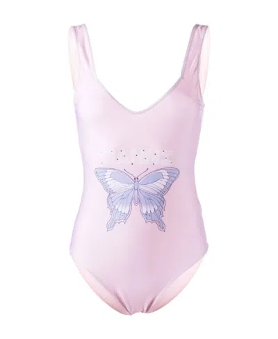 GANNI GANNI GRAPHIC PRINTED SLEEVELESS SWIMSUIT