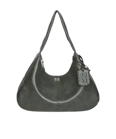 Ganni Butterfly Logo Xxl Hobo Bag In Black