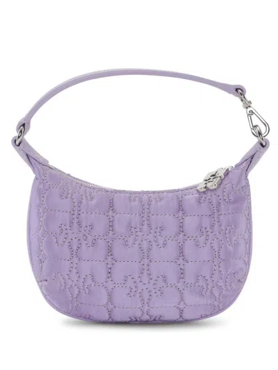 Ganni Butterfly Quilted Mini Bag In Lilac