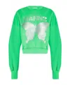 Ganni Butterfly-print Organic Cotton Sweatshirt In Green
