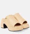 Ganni Butterfly Raffia Platform Slide Sandal In Beige