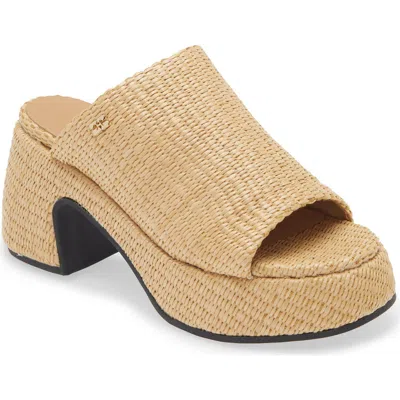 GANNI GANNI BUTTERFLY RAFFIA PLATFORM SLIDE SANDAL