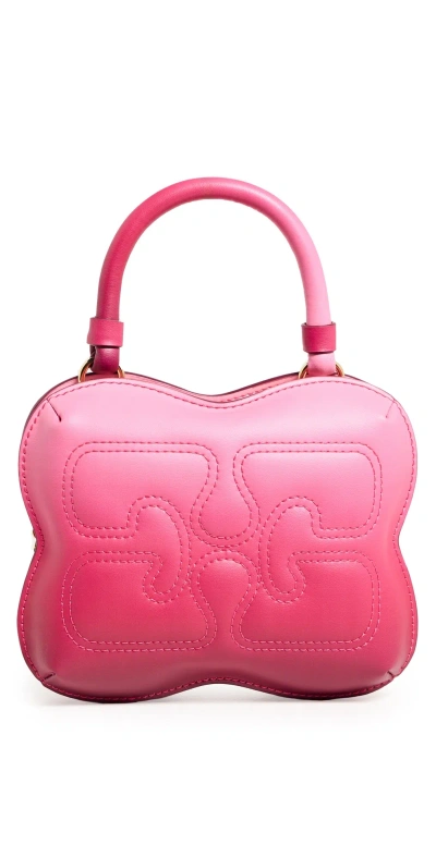 Ganni Butterfly Small Crossbody Bag Hot Pink In 514 Hot Pink