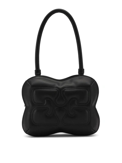 Ganni Butterfly Top Handle Bag In Black