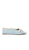 Ganni Butterfly Wedge Mule Sandal Denim