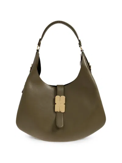 Ganni Butterfly-plaque Shoulder Bag In Green
