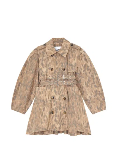 Ganni Doppelreihiger Mantel In Brown