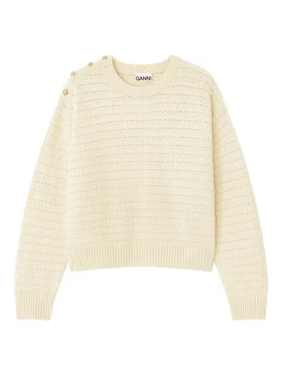 Ganni Button-detail Sweater In Neutral