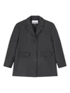Ganni Button-fastening Blazer In Gray