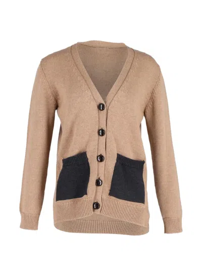 Pre-owned Ganni Button Pocket Cardigan In Neutral