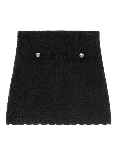Ganni Button Textured Mini Skirt In Black