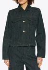 Ganni Button-up Fluffy Denim Jacket In Blue