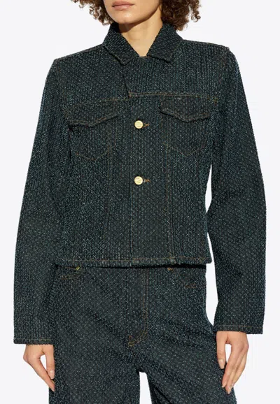 GANNI BUTTON-UP FLUFFY DENIM JACKET