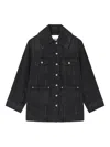 Ganni Women Washed Denim Jacket In Black