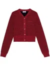Ganni Red Sparkle Short Cardigan In Red