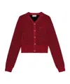 Ganni Red Sparkle Short Cardigan In Red