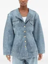 Ganni Buttoned Pocket Jacket In Blue