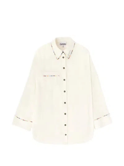 Ganni Buttoned Pocket Shirt In Neutral