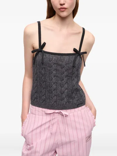 Ganni Cable-knit Sleeveless Top In Gray