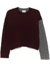 Ganni Wool Cashmere Cable Oversized O-neck Pullover Knitwear Bordeaux In Red