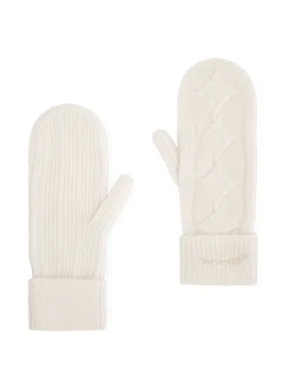 Ganni Cable-knit Mittens In White