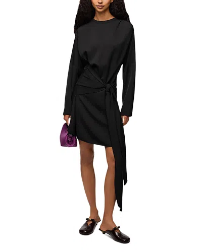 Ganni Cady Crepe Draped Mini Dress In Black