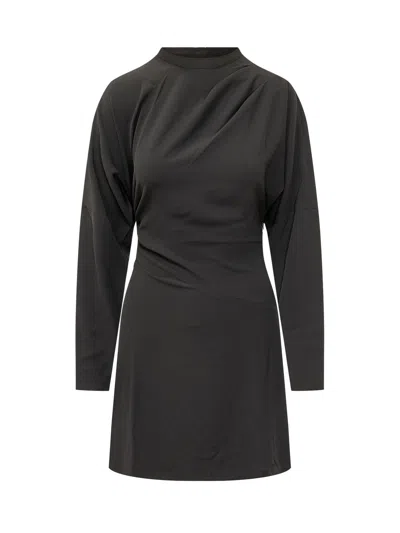 Ganni Cady Crepe Dress In Black