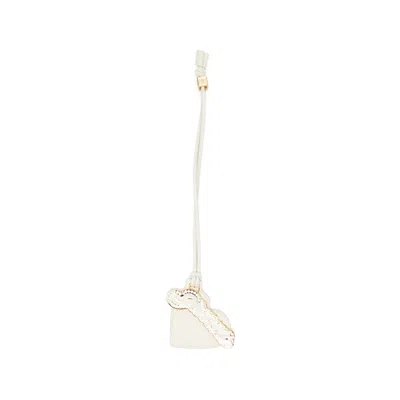 Ganni Calf Leather Keyring In White