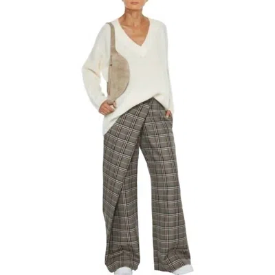 Ganni Callahan V Neck Wool Mohair Knit Sweater In Ivory In Beige