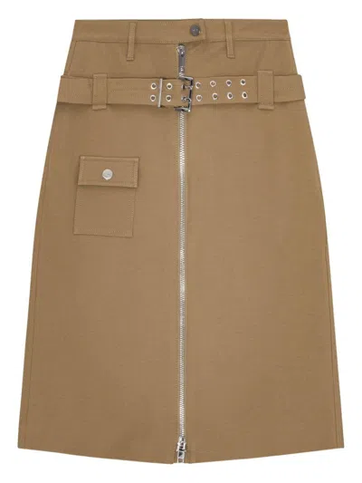 Ganni Camel-colored Cotton Utilitarian Midi Skirt