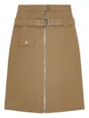 Ganni Camel-colored Cotton Utilitarian Midi Skirt In Brown