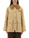 Ganni Camel Twill Midi Jacket In Brown