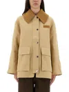 Ganni Camel Twill Midi Jacket In Brown