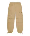 Ganni Camel Washed Cotton Twill Trousers In Nude