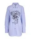 Ganni Flowers Light Blue Shirt In Blue