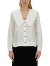 Ganni Shirt With Peter Pan Collar In White