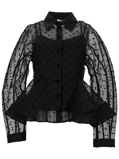 Ganni Eco-friendly Button-up Mini Shirt In Black
