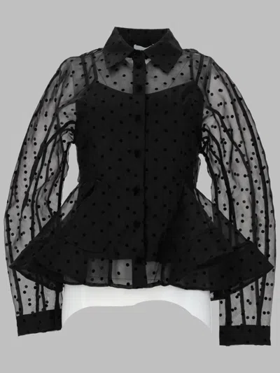 Ganni Eco-friendly Button-up Mini Shirt In Black