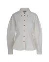 Ganni Peplum-detail Button Shirt In White