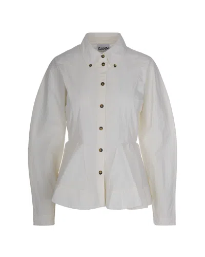 GANNI IVORY PEPLUM SHIRT