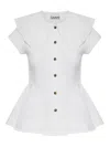 Ganni White Regular Solid Shirt In White