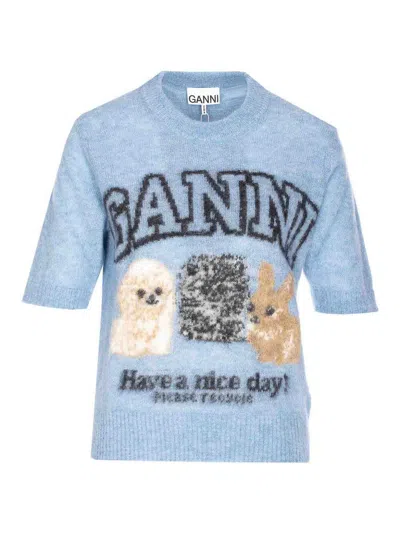 GANNI LOGO GRAPHIC ANIMALS T-SHIRT