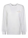 Ganni Future Heavy Jersey Palm Long Sleeve Tee Bright White In White