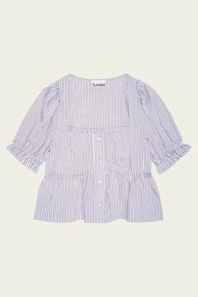 GANNI CANDY STRIPE BLOUSE IN SOFT CHAMBRAY