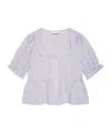 Ganni Yarn Dyed Stripe Blouse Shirts Light Blue In Soft Chambray