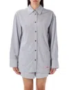 Ganni Multicolor Shirt With All-over Stripes And Logo Patch On The Front In Viscose Blend Woman