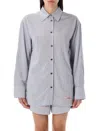 Ganni Multicolor Shirt With All-over Stripes And Logo Patch On The Front In Viscose Blend Woman