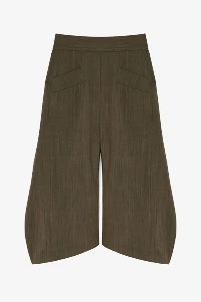 Ganni Canteen Capri Trousers In Burgundy