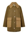 Ganni Oversized Cotton Utility Jacket In Brown