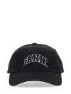 Ganni Baseballkappe Mit Logo-stickerei In Black